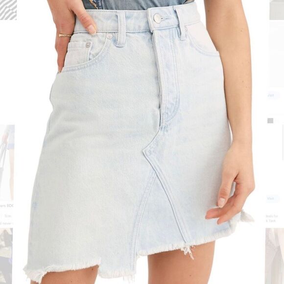 Free People We the Free light denim jean midi a line skirt distressed size 24 - Picture 2 of 5